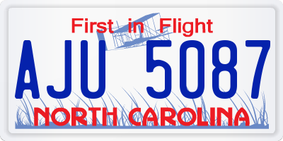 NC license plate AJU5087