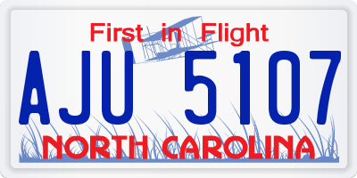 NC license plate AJU5107