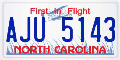NC license plate AJU5143