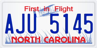 NC license plate AJU5145