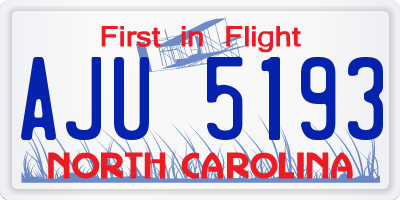 NC license plate AJU5193