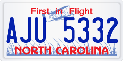 NC license plate AJU5332