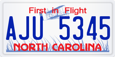 NC license plate AJU5345