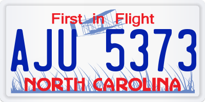 NC license plate AJU5373