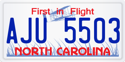 NC license plate AJU5503