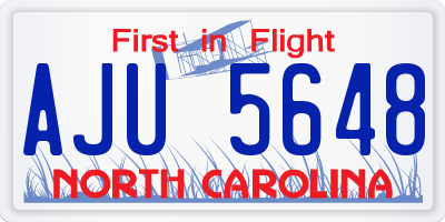 NC license plate AJU5648