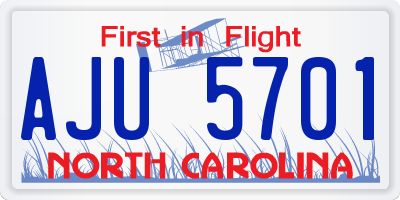 NC license plate AJU5701