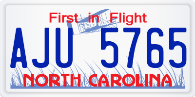 NC license plate AJU5765