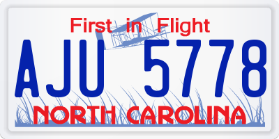 NC license plate AJU5778