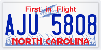 NC license plate AJU5808