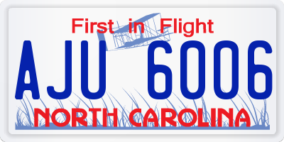 NC license plate AJU6006