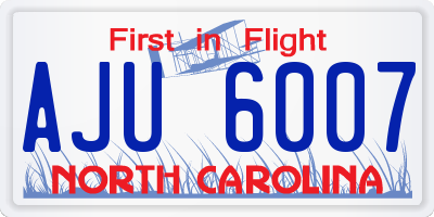 NC license plate AJU6007