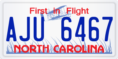NC license plate AJU6467