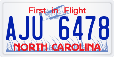 NC license plate AJU6478