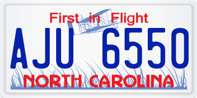 NC license plate AJU6550