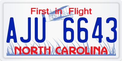 NC license plate AJU6643