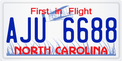 NC license plate AJU6688