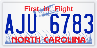 NC license plate AJU6783