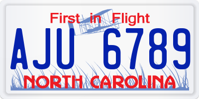 NC license plate AJU6789