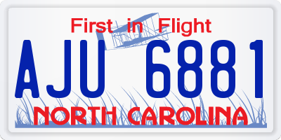 NC license plate AJU6881
