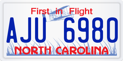 NC license plate AJU6980