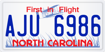 NC license plate AJU6986