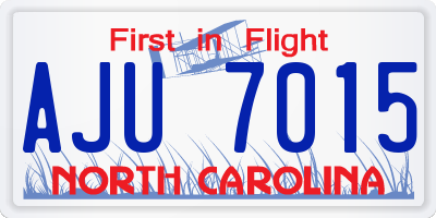 NC license plate AJU7015
