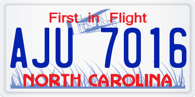 NC license plate AJU7016