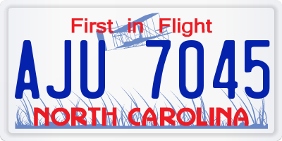 NC license plate AJU7045