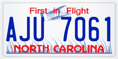 NC license plate AJU7061