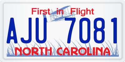 NC license plate AJU7081