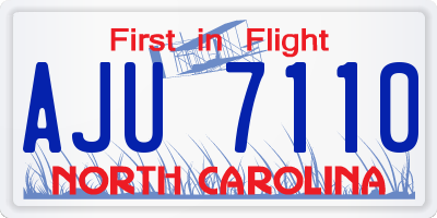 NC license plate AJU7110