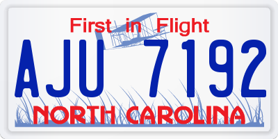 NC license plate AJU7192