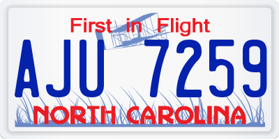 NC license plate AJU7259