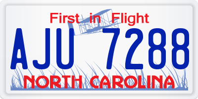 NC license plate AJU7288