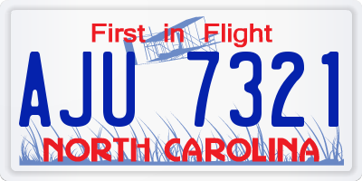 NC license plate AJU7321