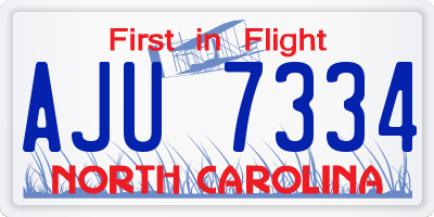 NC license plate AJU7334