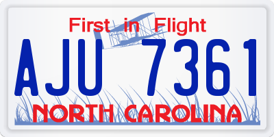 NC license plate AJU7361