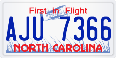 NC license plate AJU7366