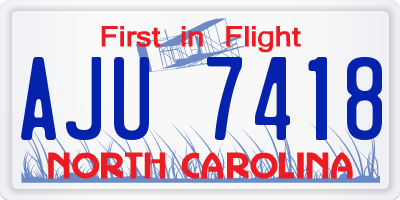 NC license plate AJU7418