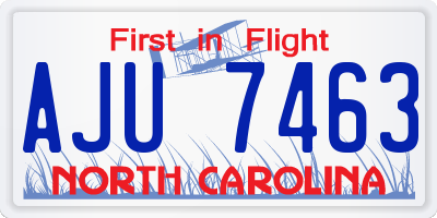 NC license plate AJU7463