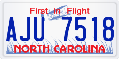 NC license plate AJU7518