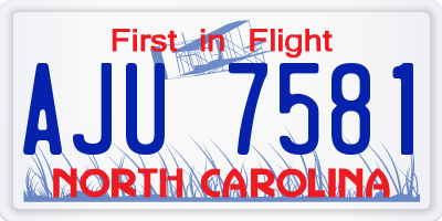 NC license plate AJU7581