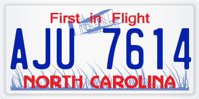 NC license plate AJU7614