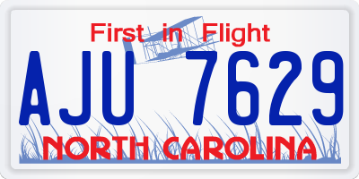 NC license plate AJU7629