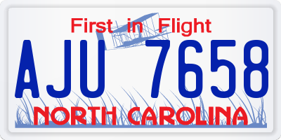 NC license plate AJU7658