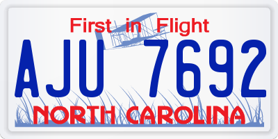 NC license plate AJU7692