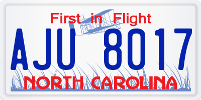 NC license plate AJU8017