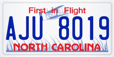 NC license plate AJU8019