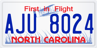 NC license plate AJU8024